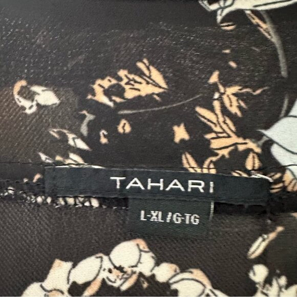 Tahari Floral Black Kimono Robe cardigan flowy luxe long comfy - Picture 4 of 6